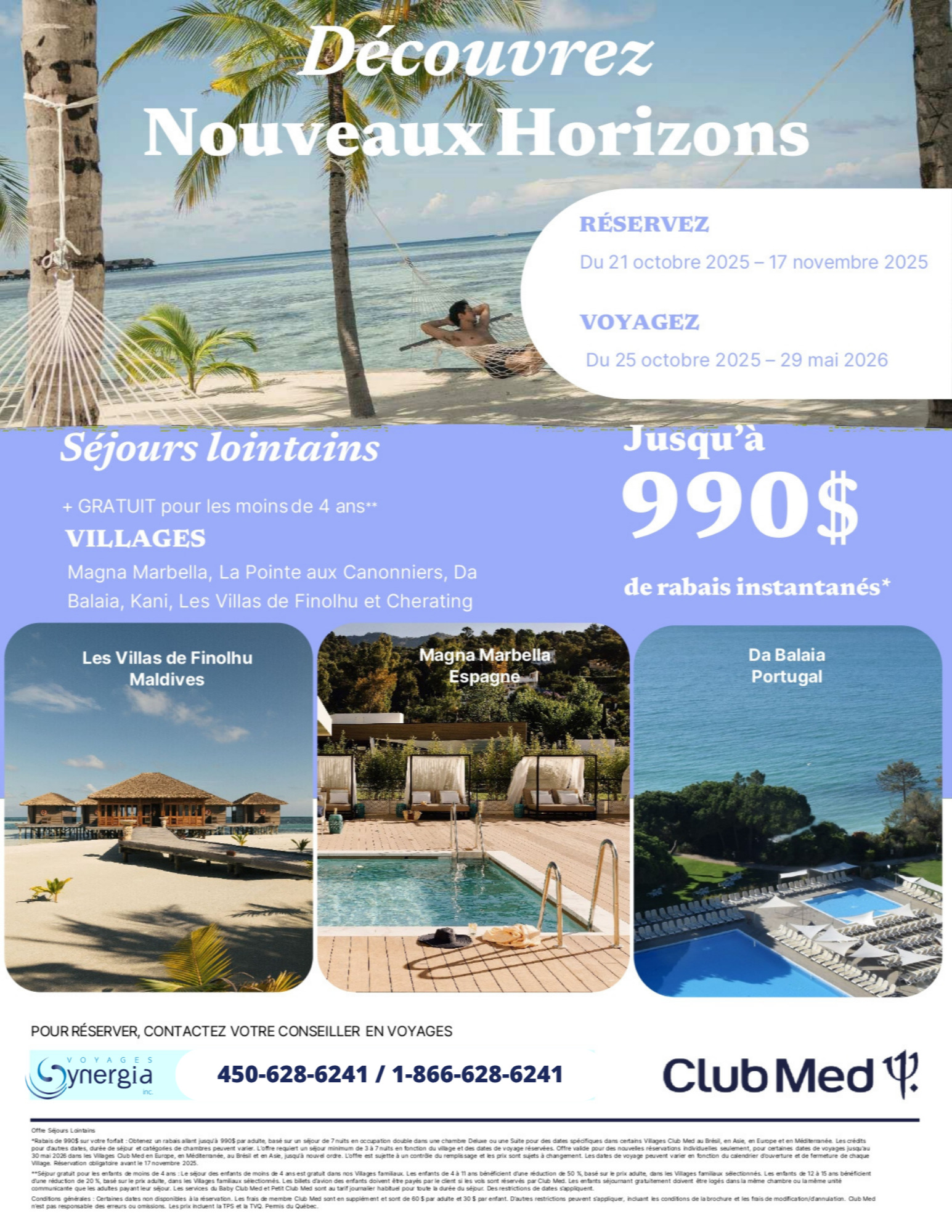 Promotions Club Med Offre Séjours Lointains Jusqu'à 990$ de rabais avec Voyages Aqua Terra Hautes-Laurentides CLUB MED PROMOTION Flyer SECTION-3B FR