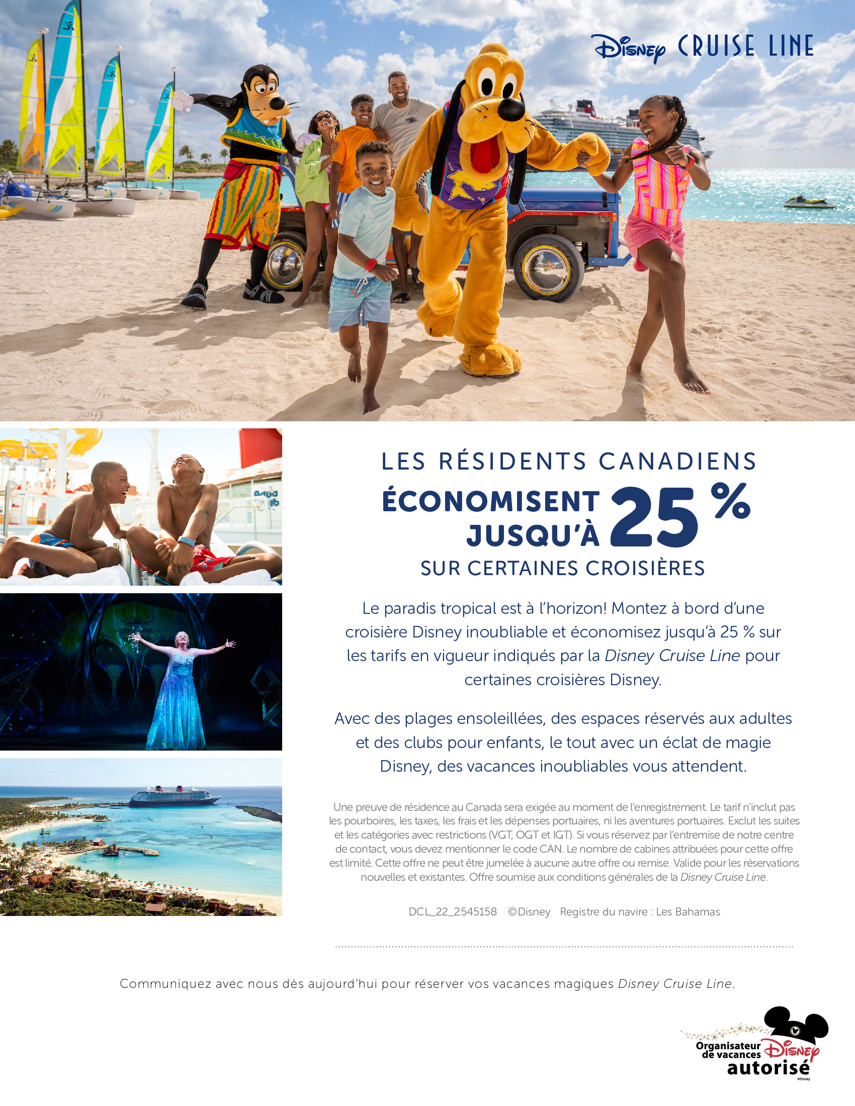 Résidents Canadiens - Économisez jusqu'à 25% sur certaines croisières Disney Cruise Line DISNEY PROMOTION Bannière avec Flyers SECTION-2 FR