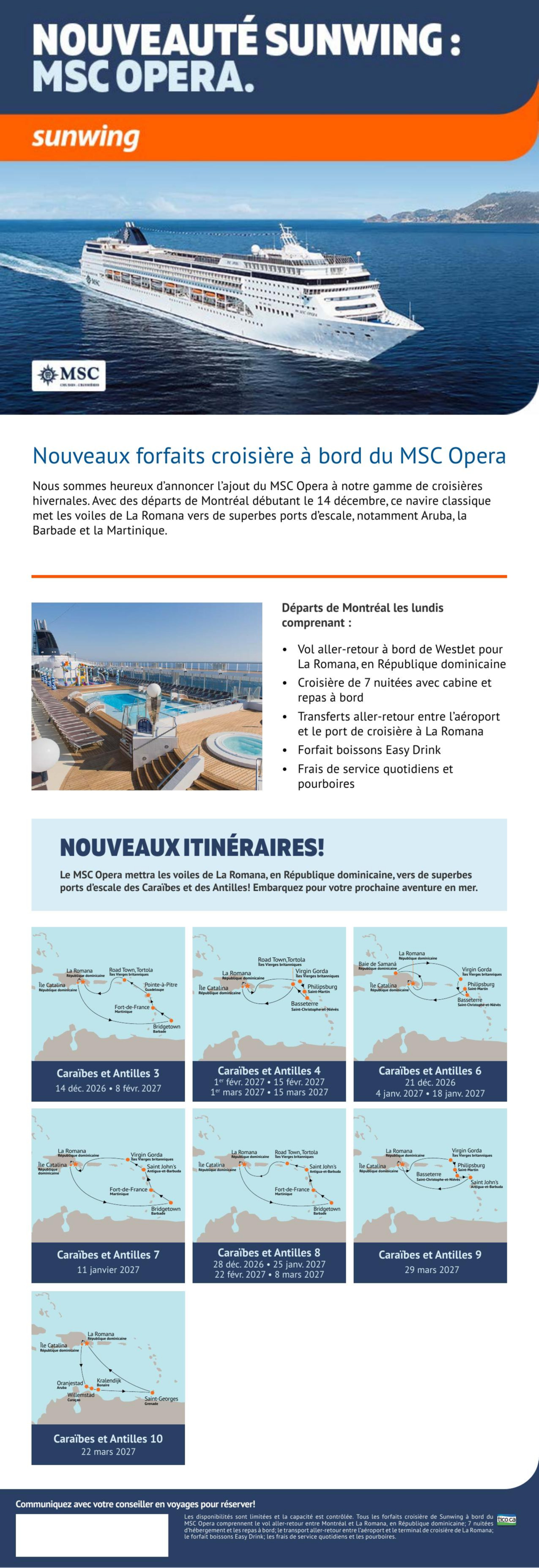 Sunwing News : MSC Opera with Voyages AquaTerra Hautes-Laurentides