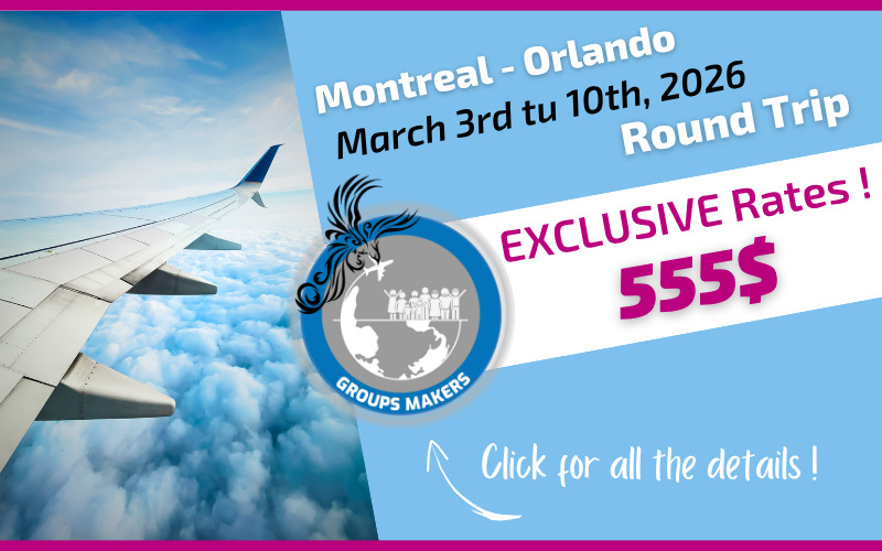 Exclusive rate Voyages Hautes-Laurentides round-trip flight Montreal Orlando from March 3rd tu 10th, 2026